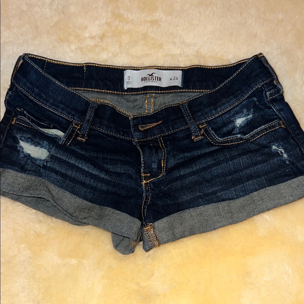 Hollister Blue Jean Shorts Distressed Cut-Off Style